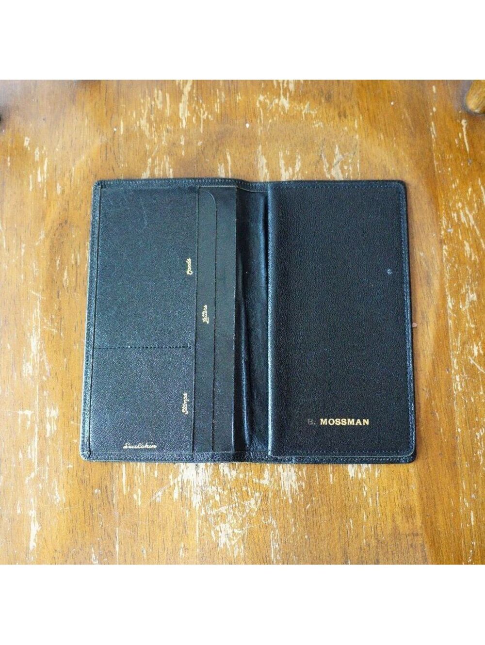 Vintage B. Mossman Black Sealskin Leather Organizer with Calendar
